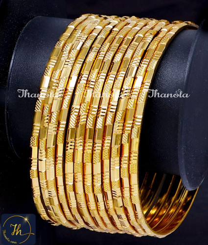 BNA1018 - 2.8 Bangles Set One Gram Gold Churi Design Online