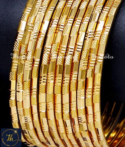 BNA1018 - 2.8 Bangles Set One Gram Gold Churi Design Online