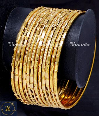 BNA1019 - 2.8 One Gram Gold Plated Thin Bridal Bangles Set