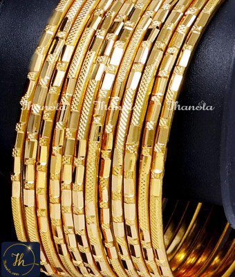 BNA1019 - 2.8 One Gram Gold Plated Thin Bridal Bangles Set