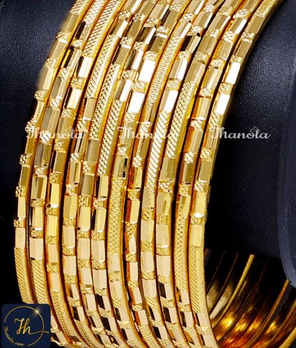 BNA1019 - 2.4 One Gram Gold Plated Thin Bridal Bangles Set