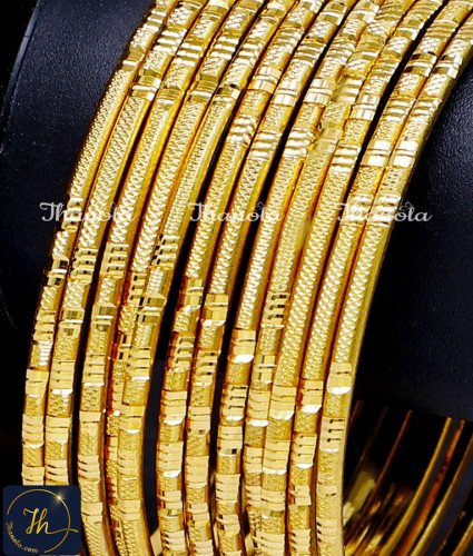 BNA1020 - 2.8 Bridal Wear Simple Gold Plated 12 Bangles Set
