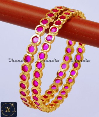 BNA1281 - 2.8 Trendy Ruby Stone Impon Bangles Online Shopping