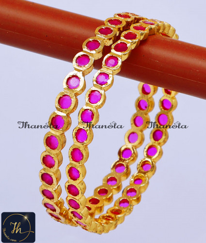 BNA1281 - 2.8 Trendy Ruby Stone Impon Bangles Online Shopping