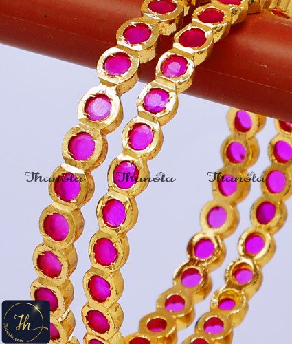 BNA1281 - 2.8 Trendy Ruby Stone Impon Bangles Online Shopping