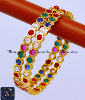 BNA1783 - 2.10 Best Quality Daily Use Impon Navaratna Bangles Online