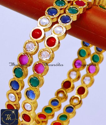 BNA1783 - 2.10 Best Quality Daily Use Impon Navaratna Bangles Online