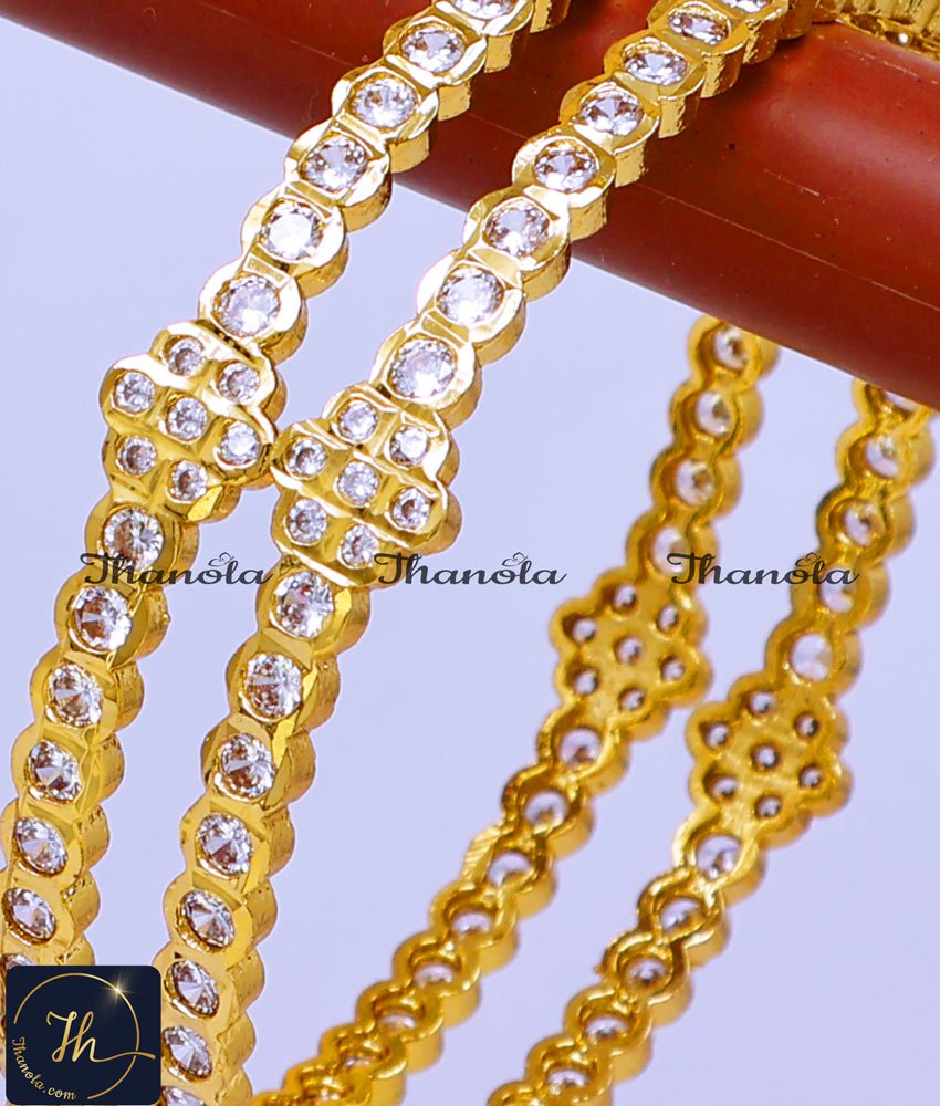 Panchaloha Five Metal White Stone Impon Bangles original impon jewellery