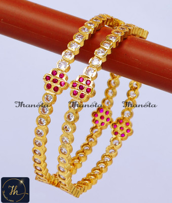 BNA1870 - 2.6 Latest Ruby Flower Impon Bangles Online Shopping