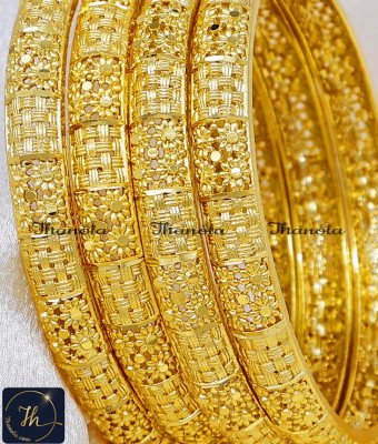 BNA1990 - 2.8 Latest Flower Design Forming Gold Set Of 4 Bangles BNA1990 - 2.8 Latest Flower Design Forming Gold Set Of 4 Bangles