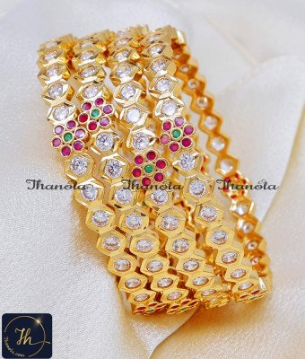 BNA1993 - 2.8 Premium Five Metal Impon Bangles Set for Wedding