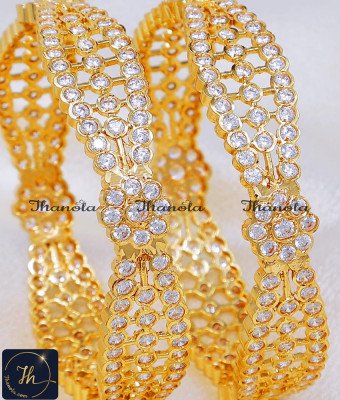 BNA1995 - 2.6 Impon White Stone Bridal Wedding Gold Bangles Design BNA1995 - 2.6 Impon White Stone Bridal Wedding Gold Bangles Design