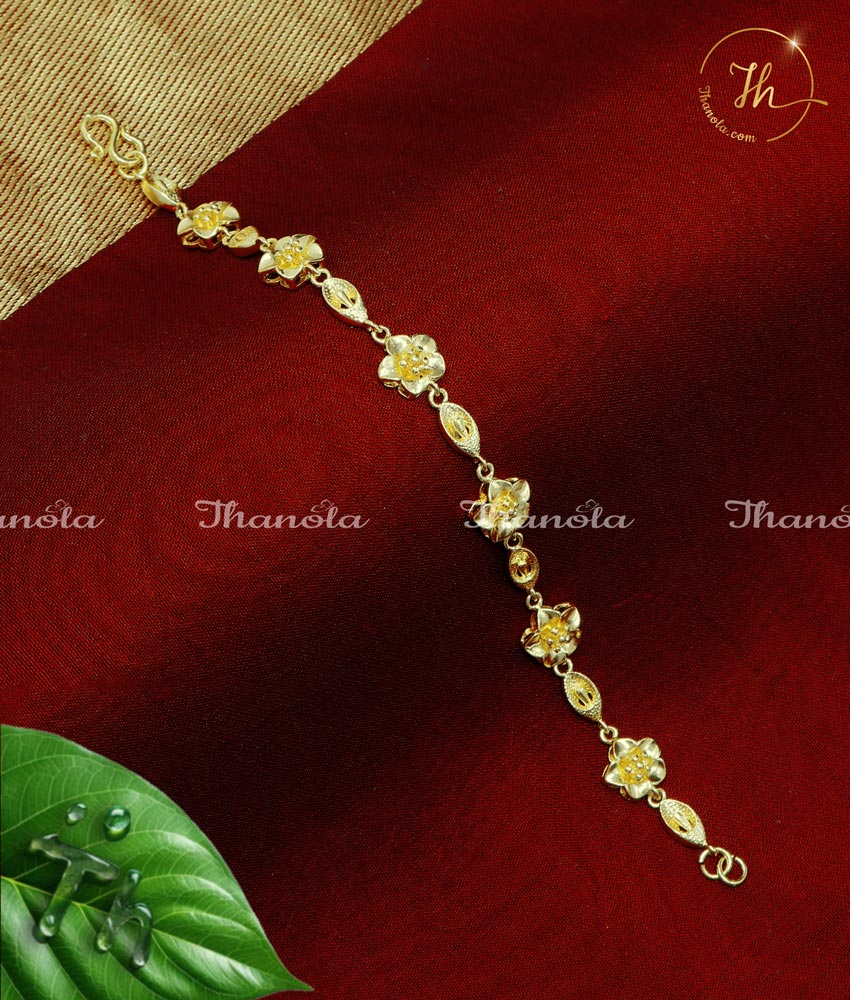 Latest Flower Model Female Gold Bracelet Designs female gold bracelet designs, gold bracelet design for woman, gold plated bracelet, gold plated bracelet women, fancy modern gold bracelet designs, 1 gram Gold plated Bracelets, gold plated bracelet for women, bracelet for women
