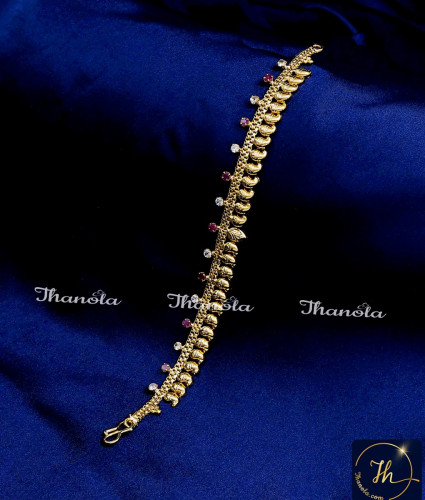 BCA1096 - Gold Plated Hand Chain Mango Design Bracelet for Women