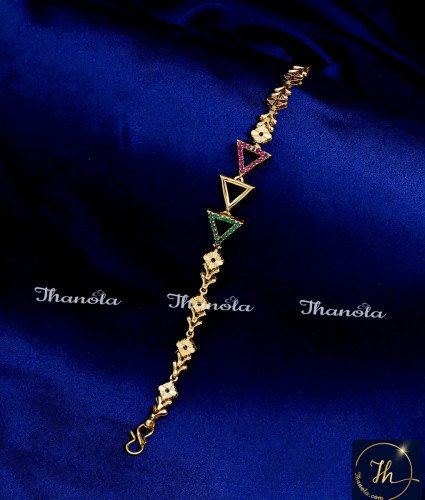 BCA1227 - 1 Gram Gold Ruby Emerald Bracelet Designs for Girls