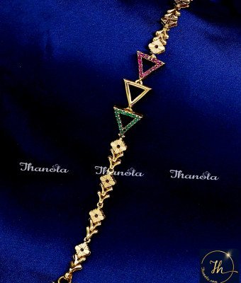 BCA1227 - 1 Gram Gold Ruby Emerald Bracelet Designs for Girls