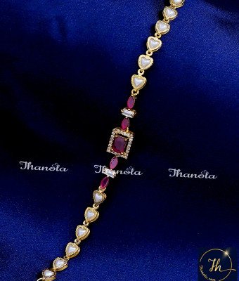 BCA1325 - Unique Ruby Stone Artificial Pearl Bracelet for Women