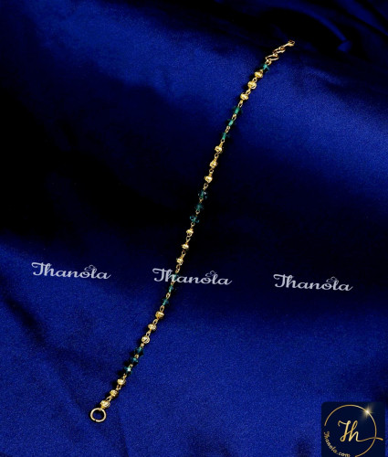 BCA1335 - Gold Model Green Crystal Beads Bracelet with Charms