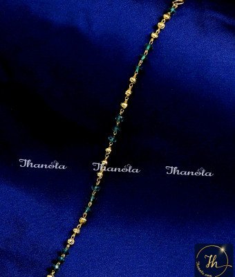 BCA1335 - Gold Model Green Crystal Beads Bracelet with Charms