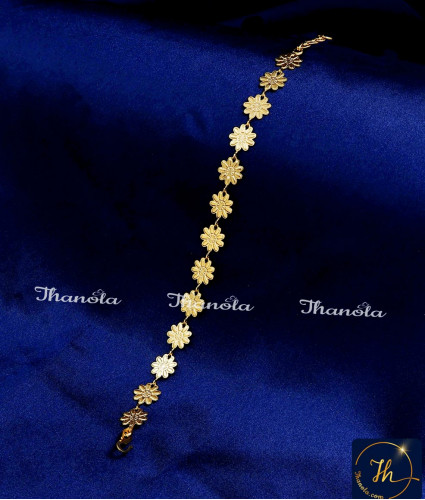 BCA1466 - Light Weight Flower Design Gold Covering Bracelet