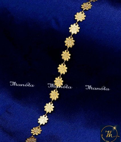 BCA1466 - Light Weight Flower Design Gold Covering Bracelet