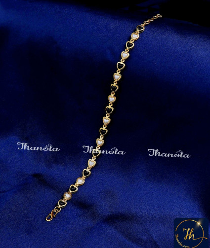 BCA1470 - Elegant Gold Plated Heart Design Beads Bracelet for Girls