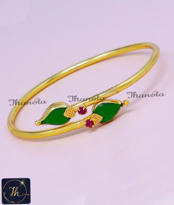 BCA1507 - Kerala Model Ruby Stone Green Palakka Bracelet Design