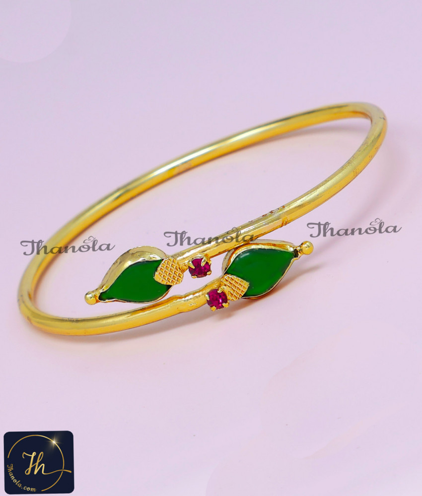 Kerala Model Ruby Stone Green Palakka Bracelet Design kerala traditional bangle Bracelet