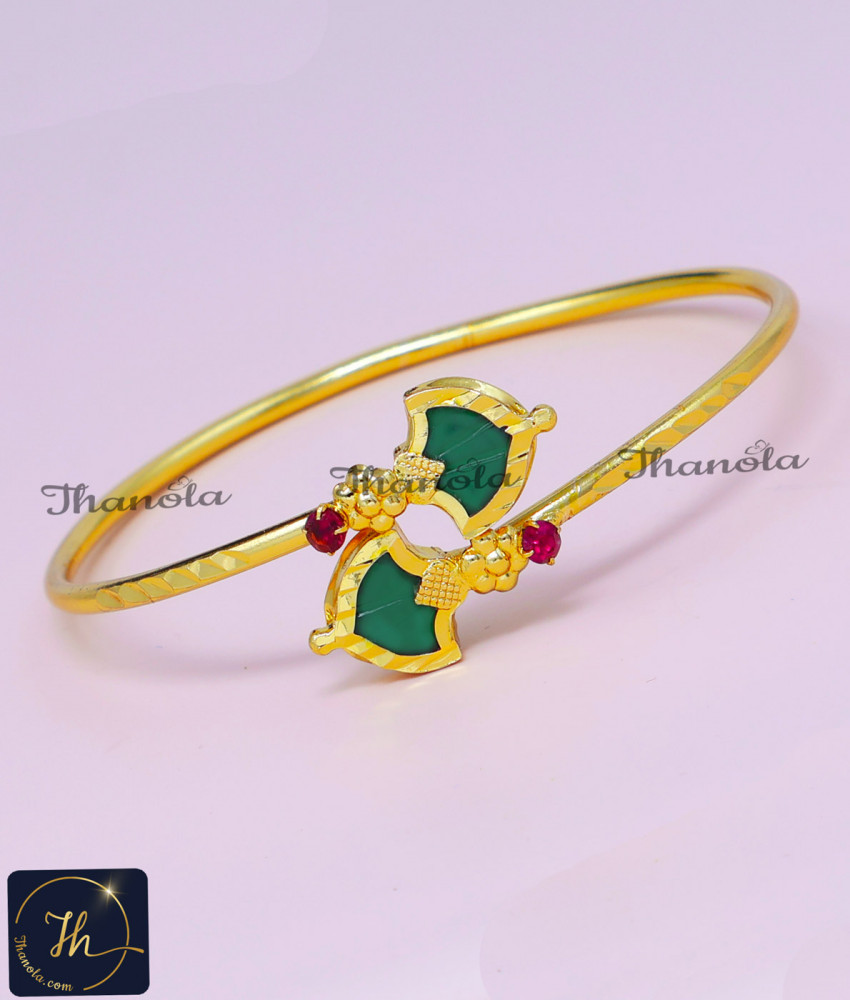 Traditional Ruby Stone Kerala Style Gold Palakka Bracelet traditional bracelet for women