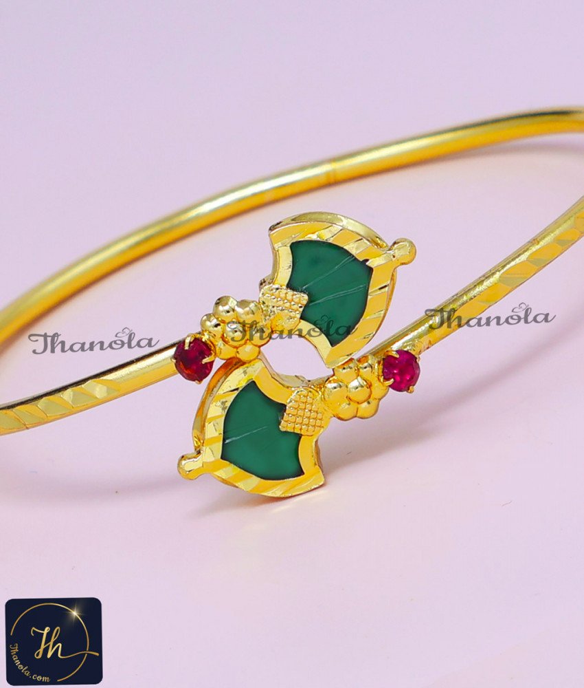 Traditional Ruby Stone Kerala Style Gold Palakka Bracelet traditional bracelet for women