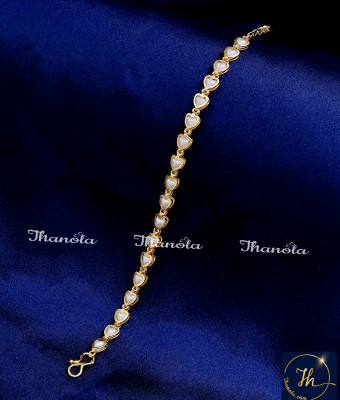 BCA1588 - 1 Gram Gold Heart Design Artificial Pearl Bracelet