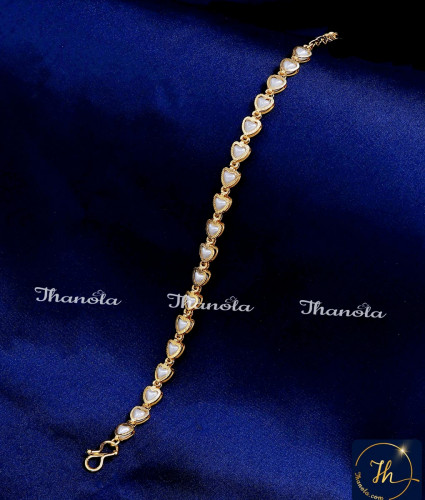 BCA1588 - 1 Gram Gold Heart Design Artificial Pearl Bracelet