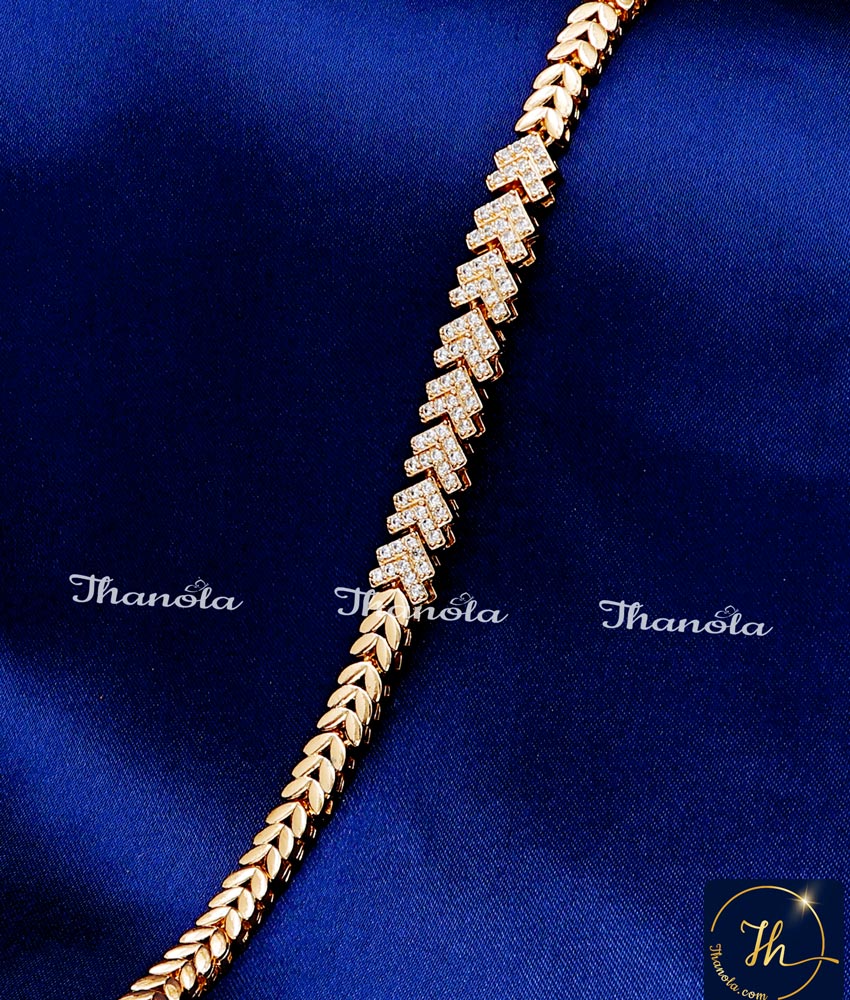Elegant Party Wear Rose Gold Stone Bracelet Designs for Girls American diamond fancy diamond bracelet designs for ladies