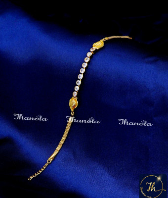 BCA1609 - 2 Gram Gorming Gold White Stone Bracelet for Women