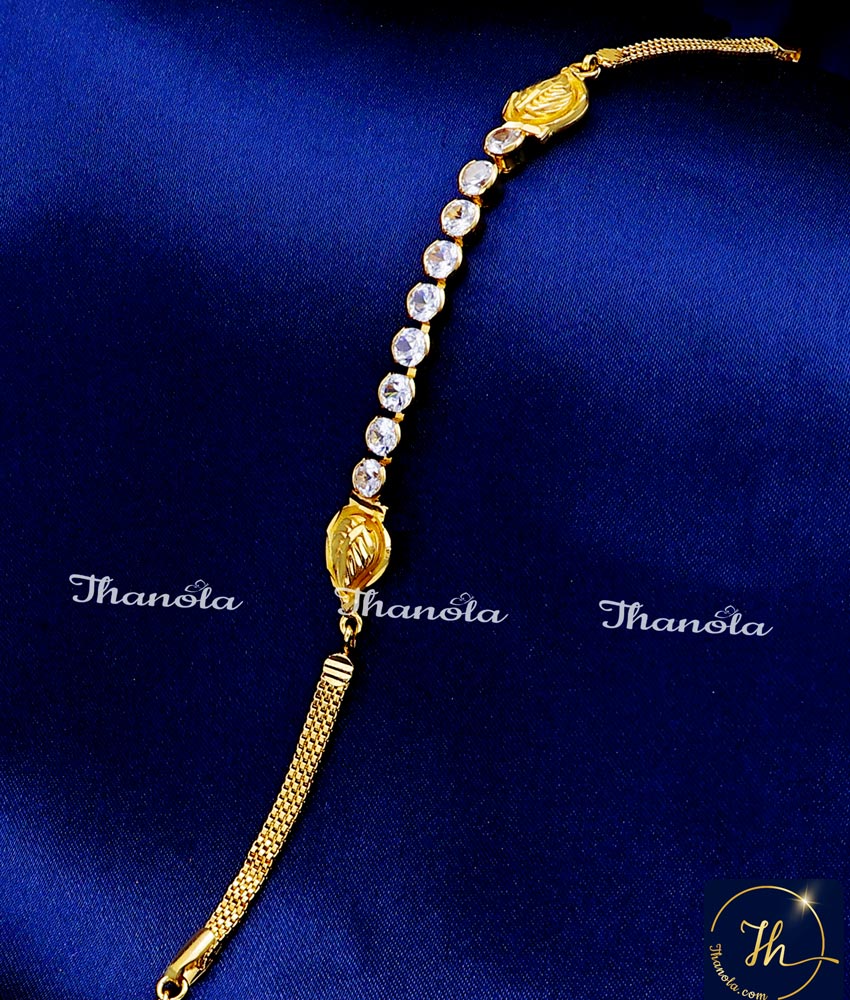 2 Gram Gorming Gold White Stone Bracelet for Women 2 gram gold jewellery for women