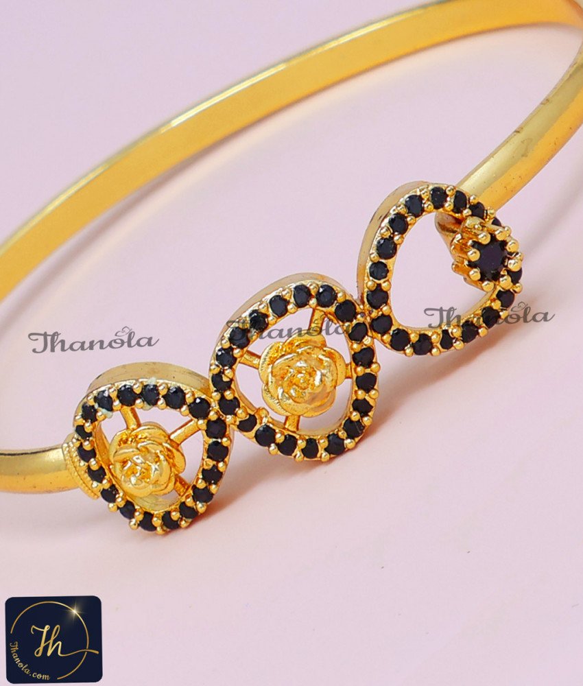 Modern Flower Design Black Stone Kappu Design for Girls bangles design bracelet