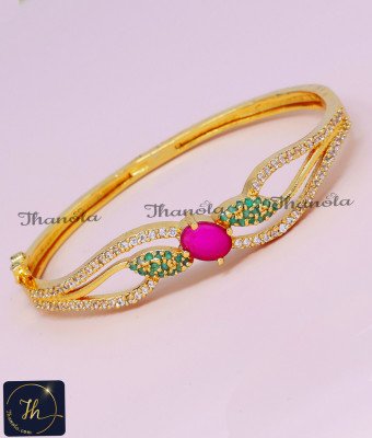 BCA1646 - Charming White and Pink Stone Kada Bangle Designs
