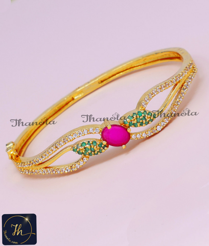 Charming White and Pink Stone Kada Bangle Designs latest kada bangle designs