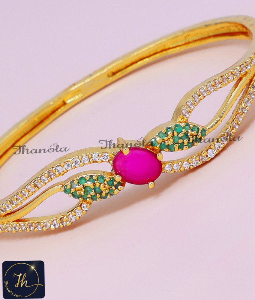 Charming White and Pink Stone Kada Bangle Designs latest kada bangle designs