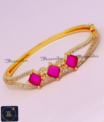 BCA1648 - Premium Gold Plated Party Wear Stone Kada Bracelet