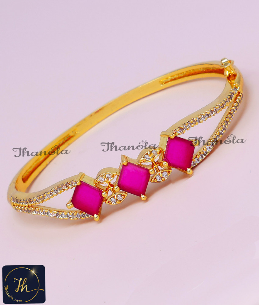 Premium Gold Plated Party Wear Stone Kada Bracelet kada bracelet designs for girls