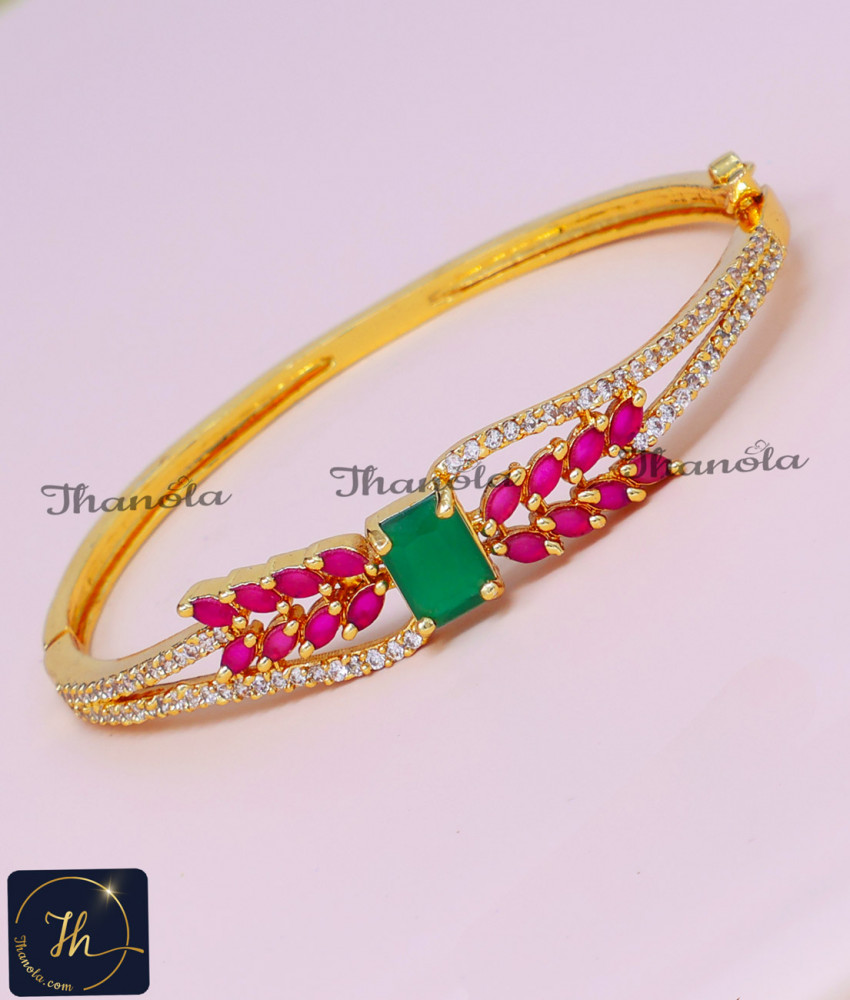 1 Gram Gold Fancy Diamond Bracelet Designs for Ladies 1 gram gold stone kada bracelet