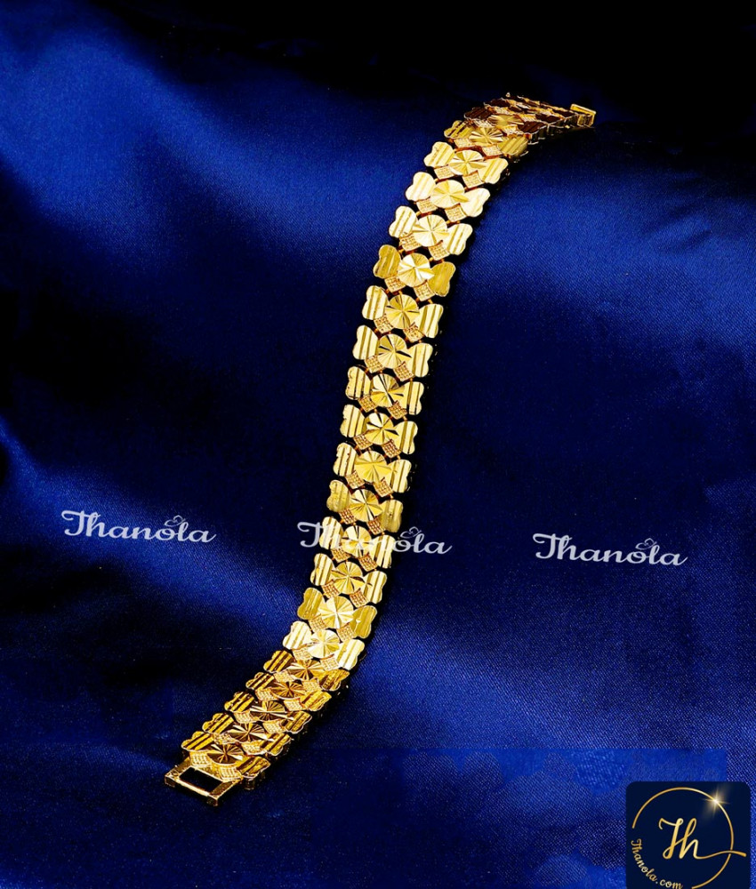 Luxury Look Broad 1 Gram Gold Plated Bracelet Online Trendy 1 Gram Gold Bracelet Online