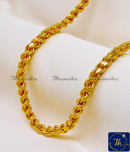 CHA1002D-LG - 30 Inch Pure Gold Plated Thick Saradu Gold Chain Design for Female