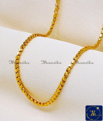 CHA1004 - Trendy Box Design Long Gold Plated Chain with Guarantee