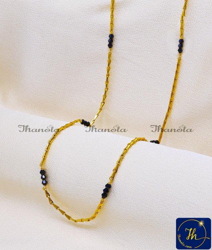 CHA1009-XLG - 36 Inch Black Crystal Beads Mangalsutra Muslim Karugamani Chain