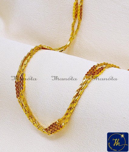 CHA1042-LG - 30 Inch South Indian 2 Line Gold Chain Designs for Women