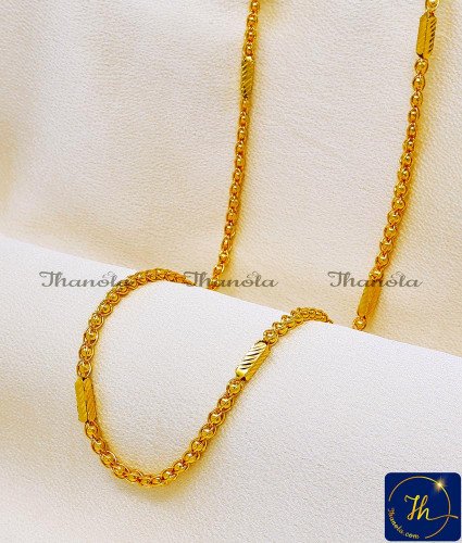 CHA1092-XLG - 36 Inch 1 Gram Gold Jewellery with Guarantee Kerala Chain Design