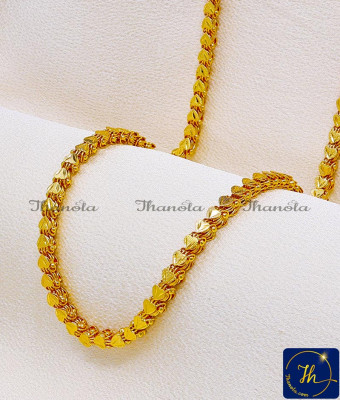 CHA1097-XLG - 36 Inch Pure Gold Plated Heart Design Thick Long Chain Design