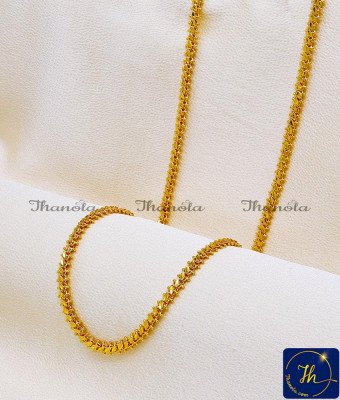 CHA1104-XLG - 36 Inch Bridal Wear Leaf Design 1 Gram Gold Chain for Women CHA1104-XLG - 36 Inch Bridal Wear Leaf Design 1 Gram Gold Chain for Women